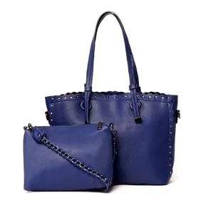 Dreubea Women's Leather With inner HandBag -Blue