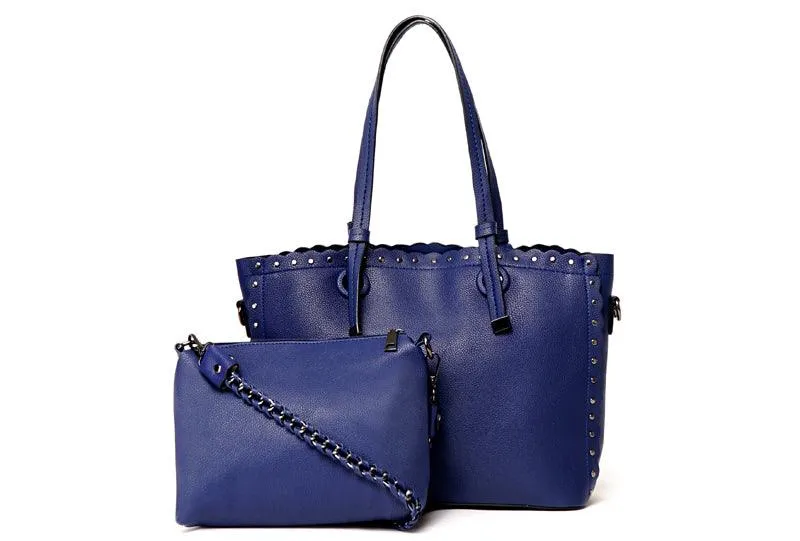 Dreubea Women's Leather With inner HandBag -Blue