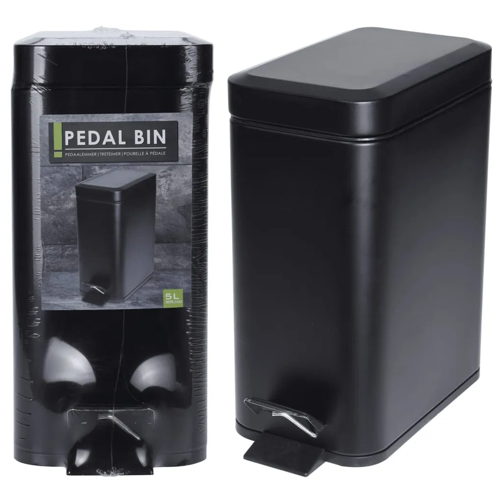 Excellent Houseware Pedal Bin 5 L Matt Black