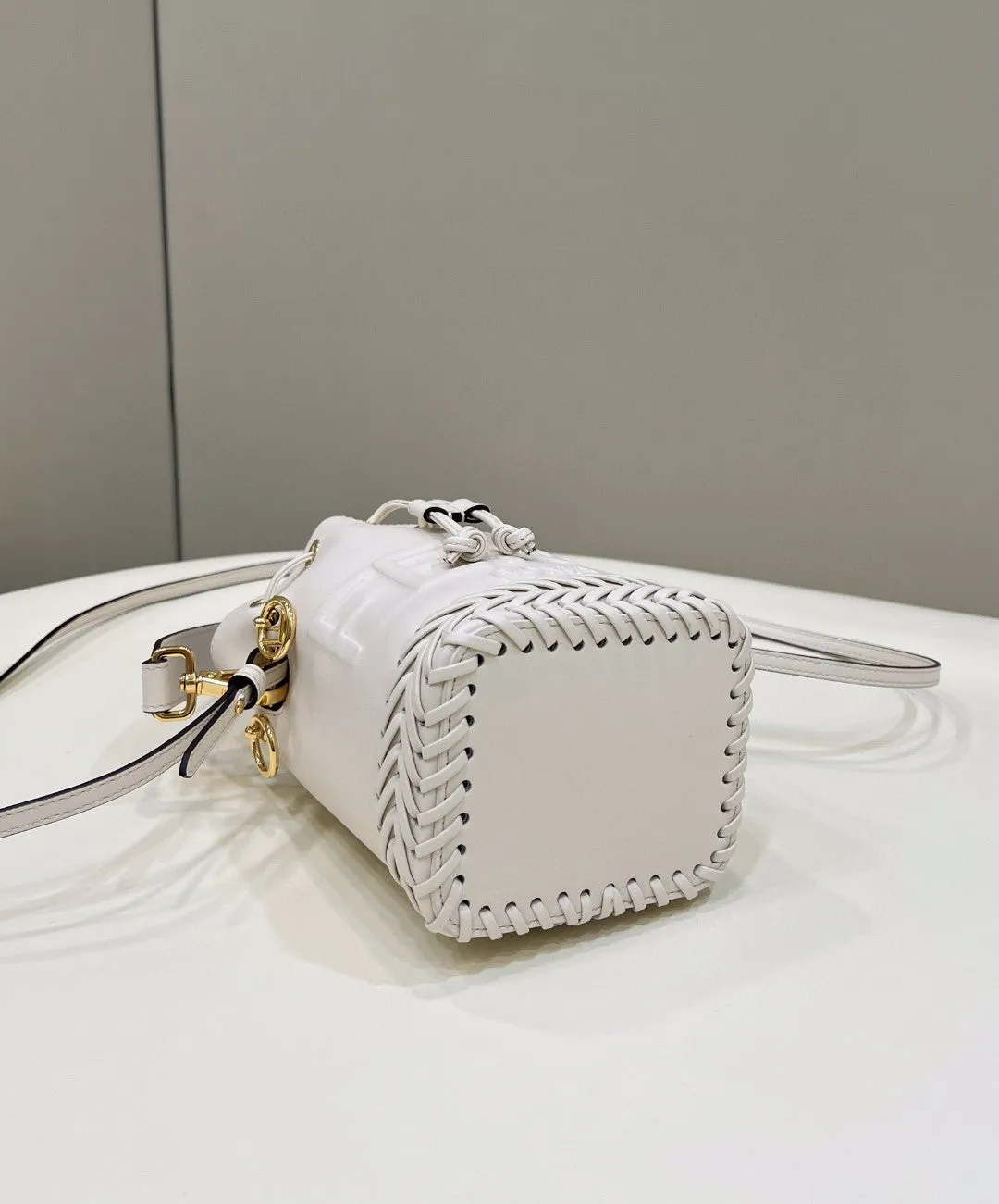 FI Mon Tresor White Mini-bag with stitching For Woman 18cm/7in 8BS010AGV0F0K7E