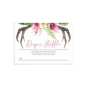 Floral Bohemian Diaper Raffle Ticket Printable