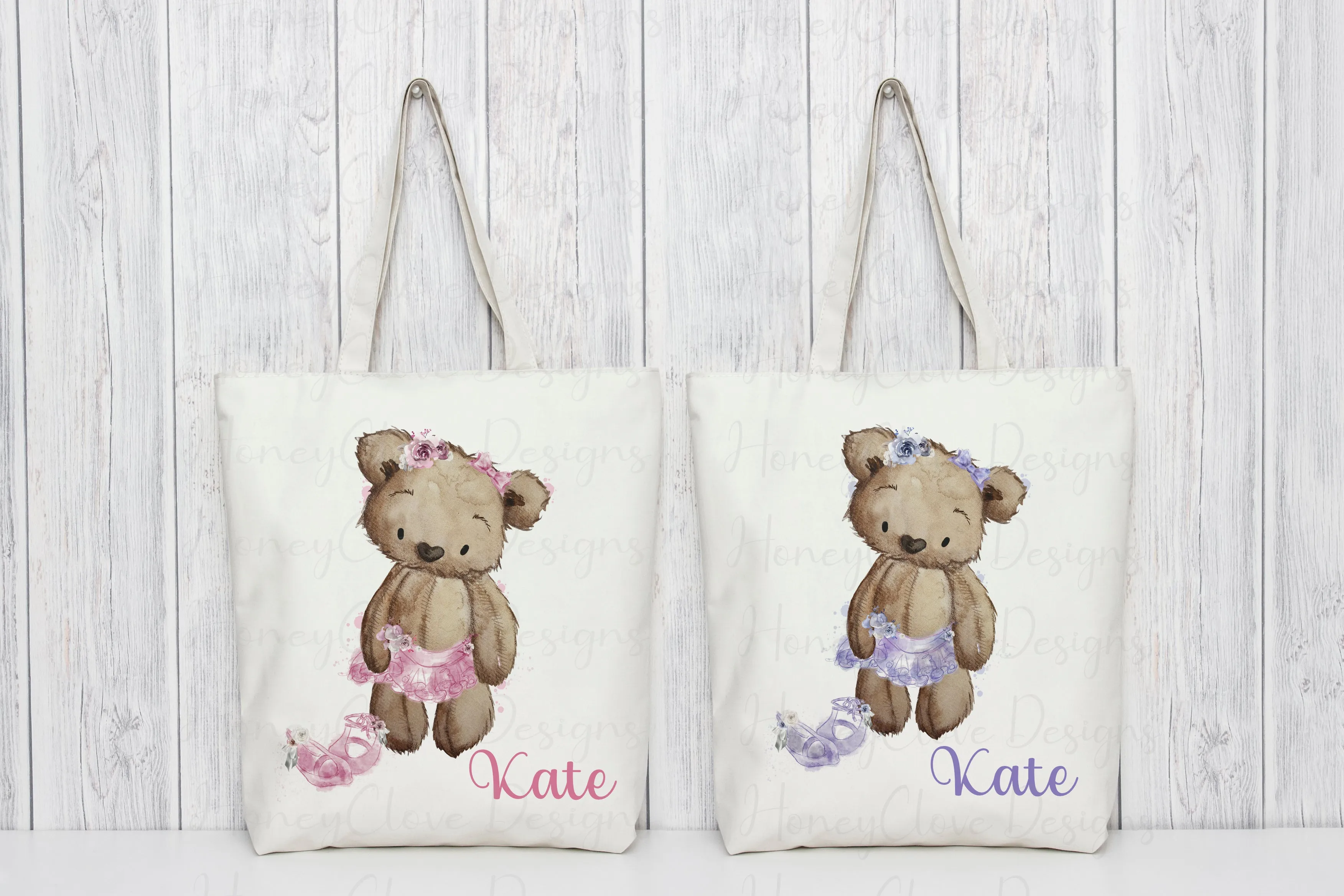 Flower Girl Bear - Tote Bag Pink