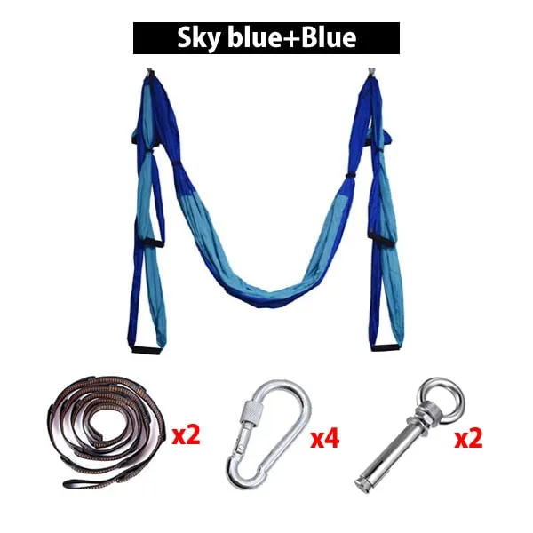 Full Set 6 Handles Anti-gravity Aerial Yoga Ceiling Hammock Flying Swing Trapeze Yoga Inversion Device Home GYM Hanging Belt