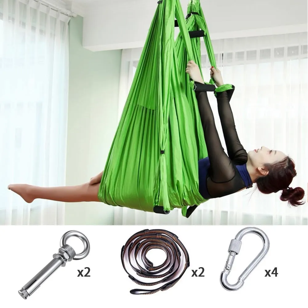 Full Set 6 Handles Anti-gravity Aerial Yoga Ceiling Hammock Flying Swing Trapeze Yoga Inversion Device Home GYM Hanging Belt