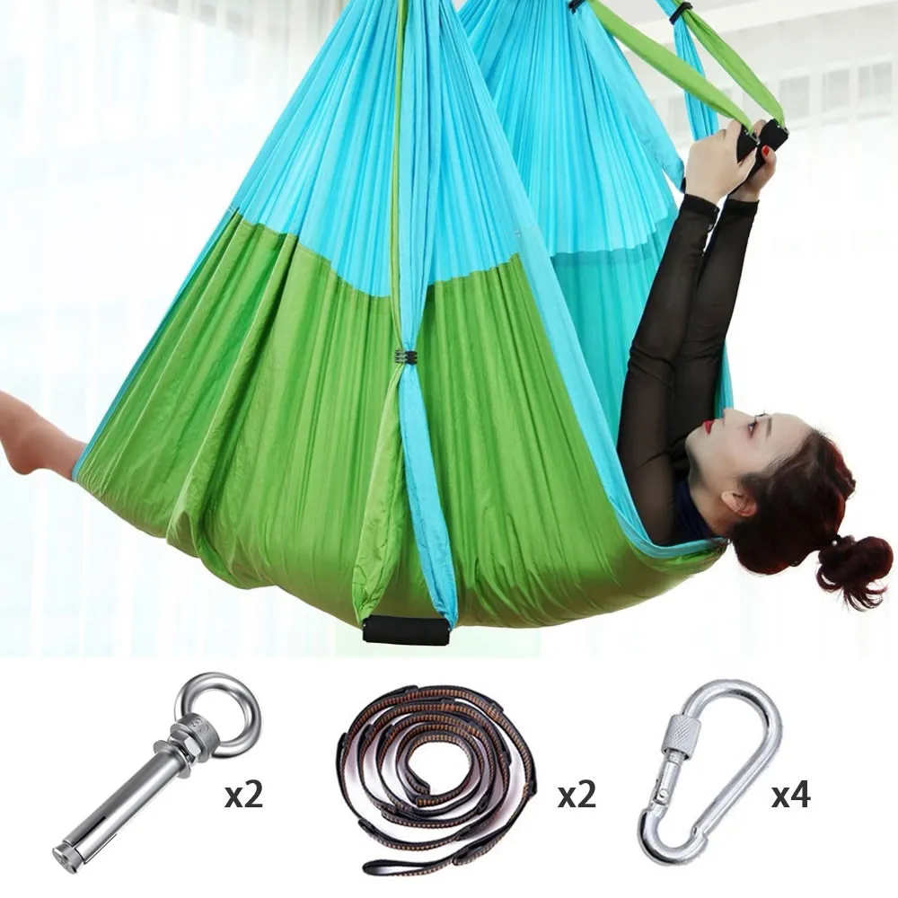 Full Set 6 Handles Anti-gravity Aerial Yoga Ceiling Hammock Flying Swing Trapeze Yoga Inversion Device Home GYM Hanging Belt