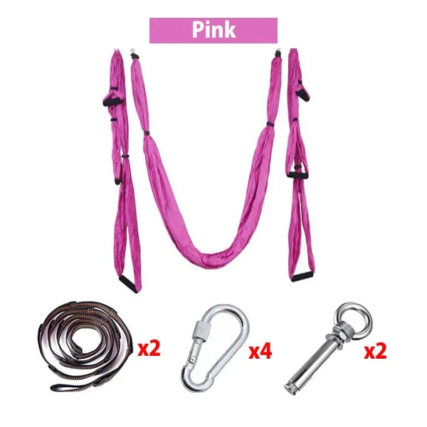 Full Set 6 Handles Anti-gravity Aerial Yoga Ceiling Hammock Flying Swing Trapeze Yoga Inversion Device Home GYM Hanging Belt