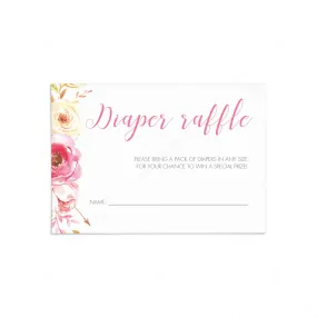 Girl Baby Shower Diaper Raffle Cards Editable