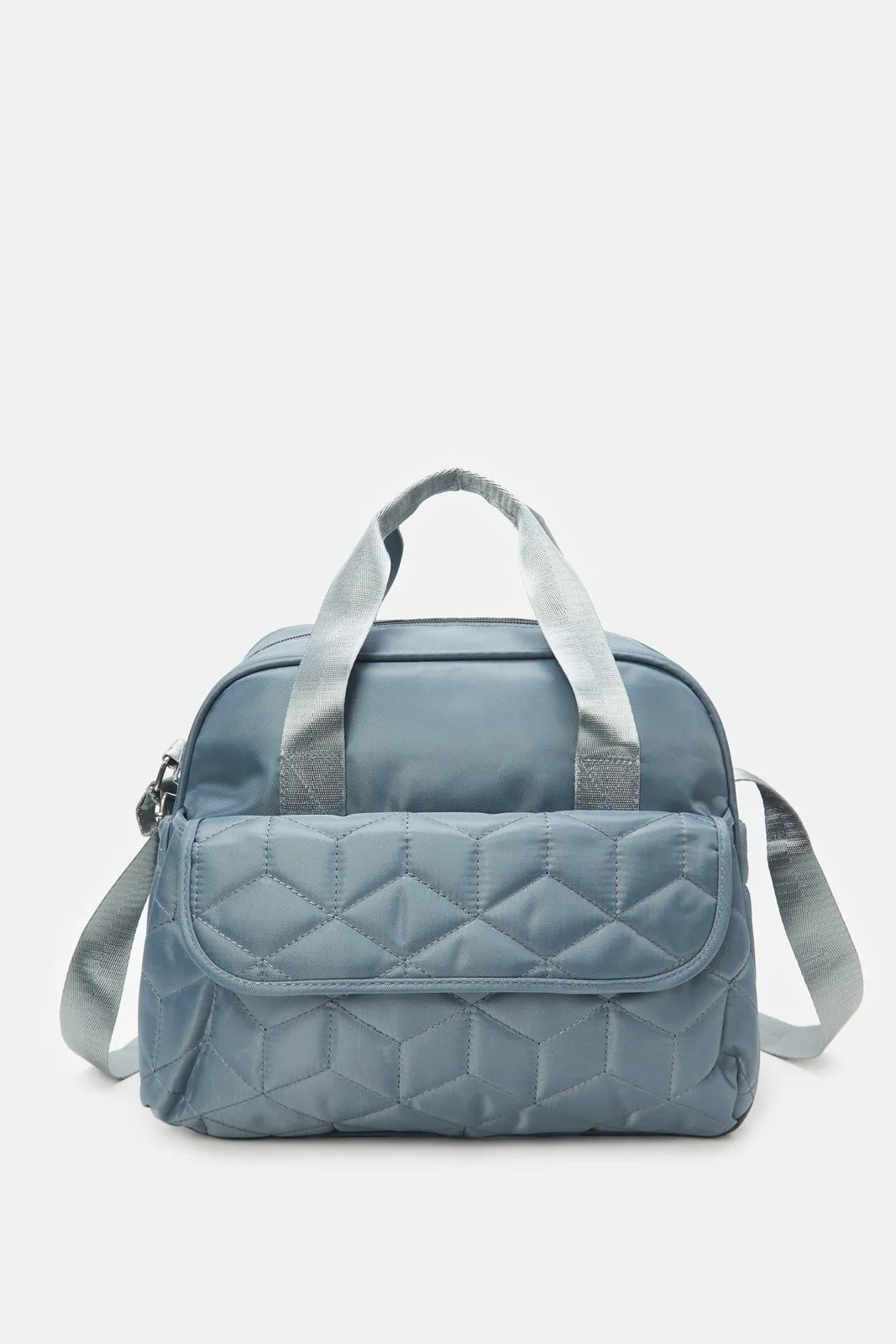 Grey Quilted Diaper Bag