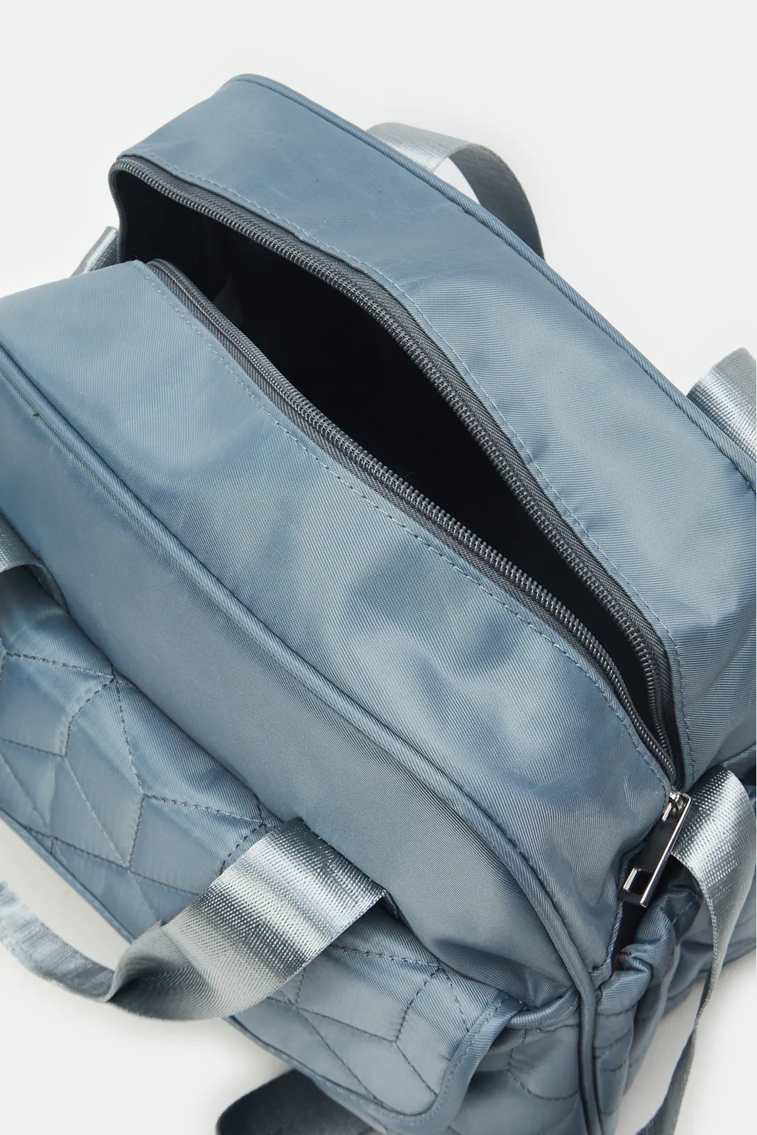 Grey Quilted Diaper Bag