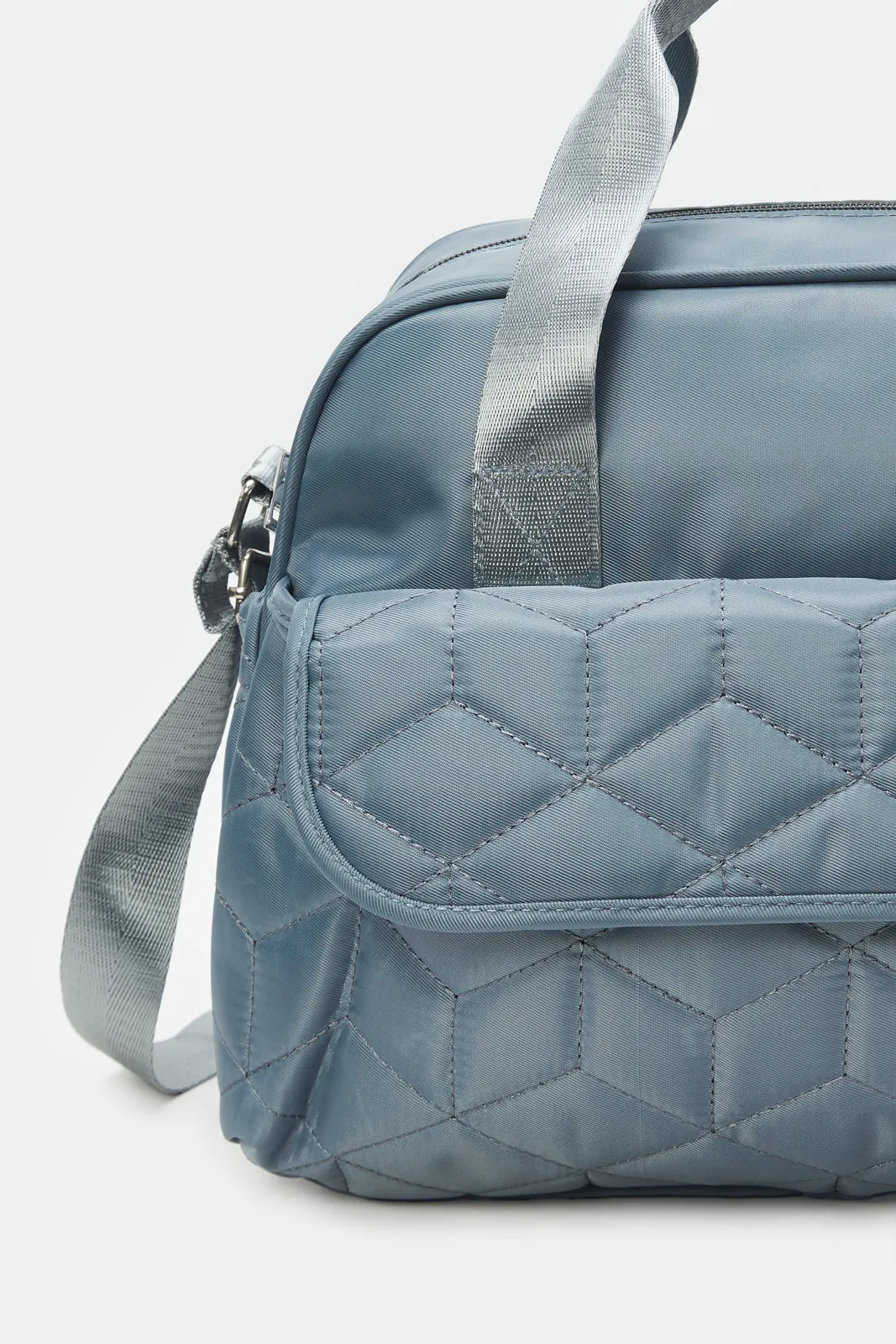 Grey Quilted Diaper Bag