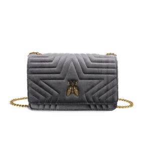 Grey Quilted Velvet Bee Bag