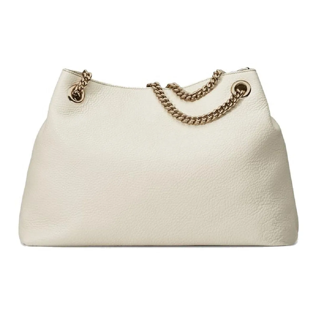 Gucci Soho GG Pebbled Calfskin Medium Gold Chain Shoulder Bag Ivory