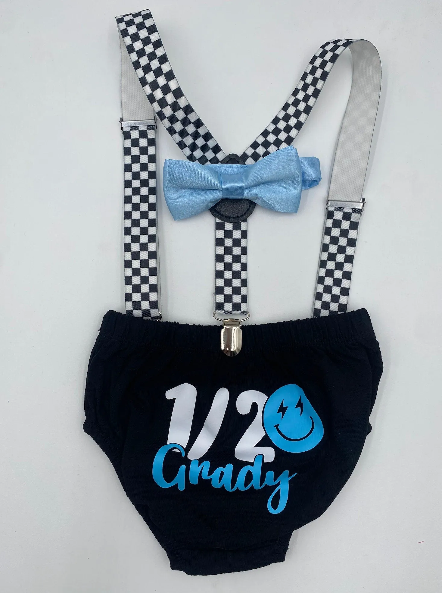 Half Birthday Personalized Happy dude light blue Theme Smash the Cake Outfit Boy Birthday Outfit .