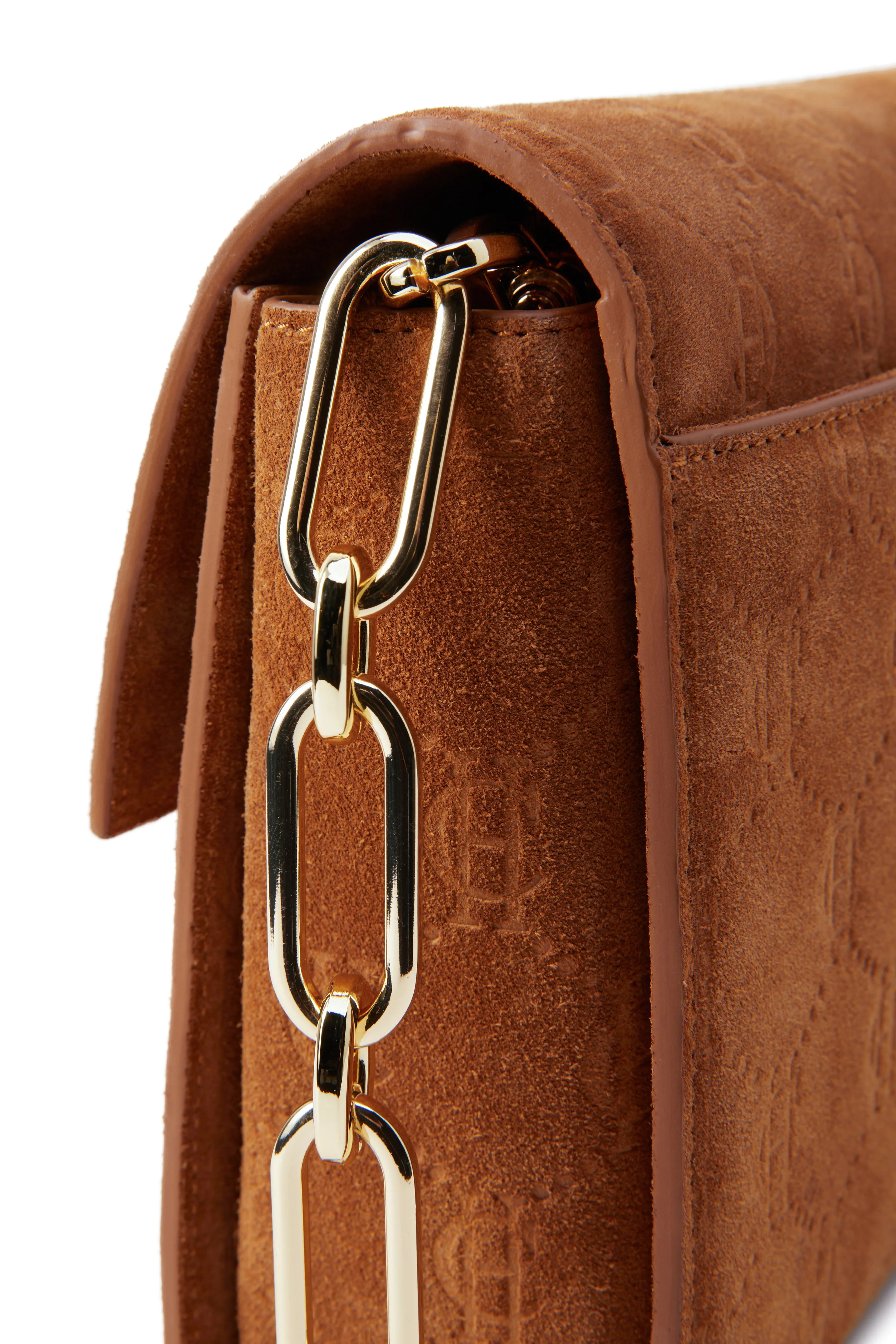 Holland Cooper Monogram Bag in Cognac Suede Monogram