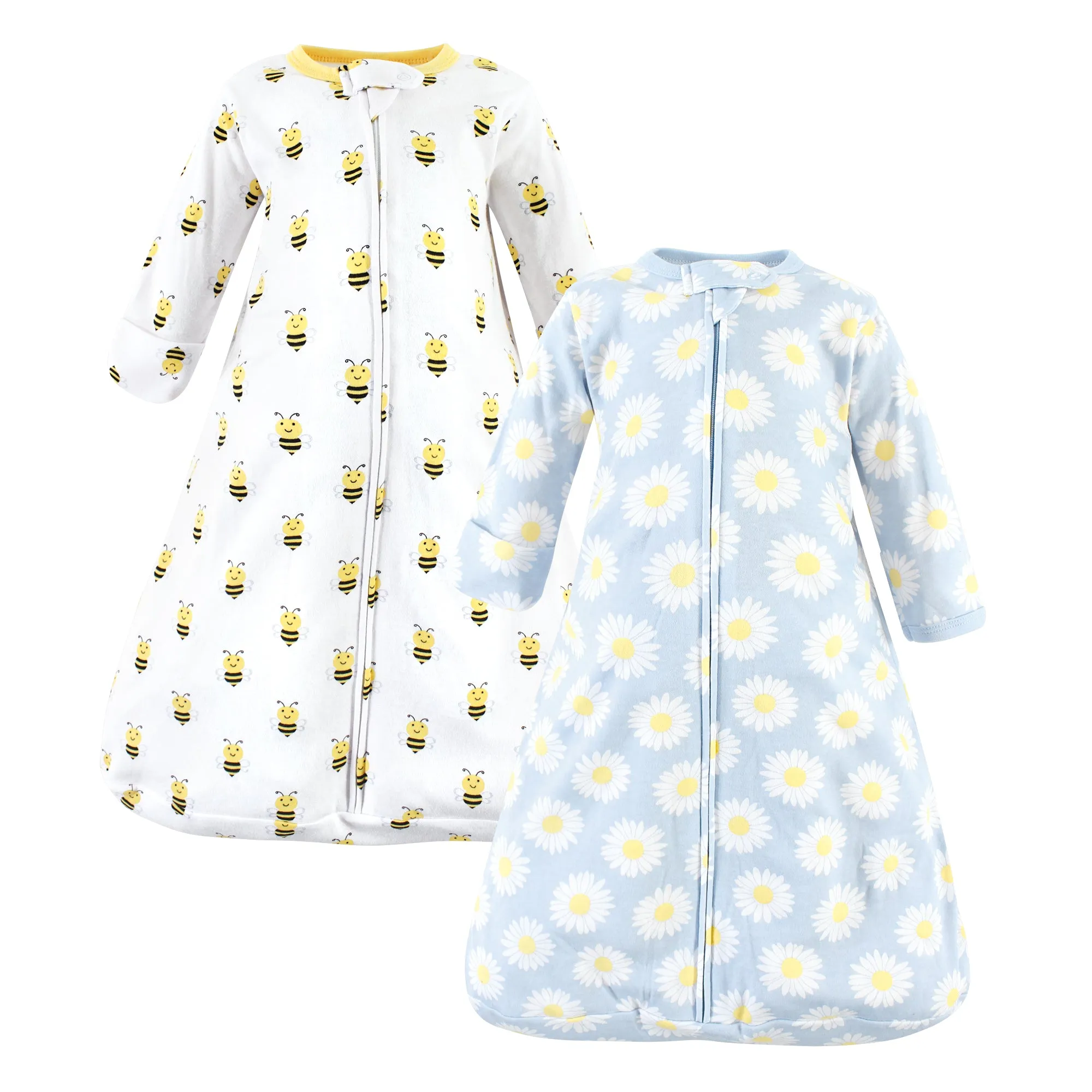 Hudson Baby Cotton Long-Sleeve Wearable Sleeping Bag, Sack, Blanket, Daisy Bee Long Sleeve