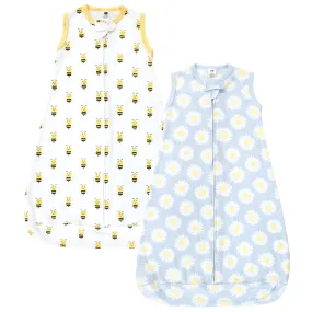 Hudson Baby Cotton Long-Sleeve Wearable Sleeping Bag, Sack, Blanket, Daisy Bee Sleeveless