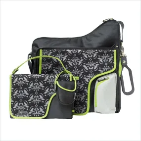 JJ Cole System 180 Diaper Bag in Black Damask