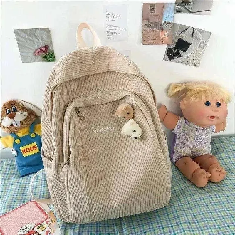 Kawaii Travel Bag | Corduroy Stripe Backpack for Girls - BBP011