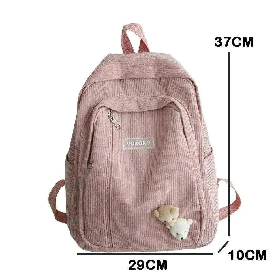 Kawaii Travel Bag | Corduroy Stripe Backpack for Girls - BBP011