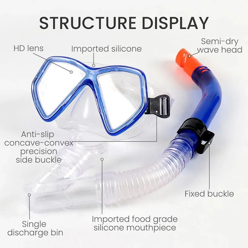 kids diving equipment scuba Diving Mask ank snorkel Tube Shockproof Anti-fog Swimming Goggles Underwater Snorkeling mask