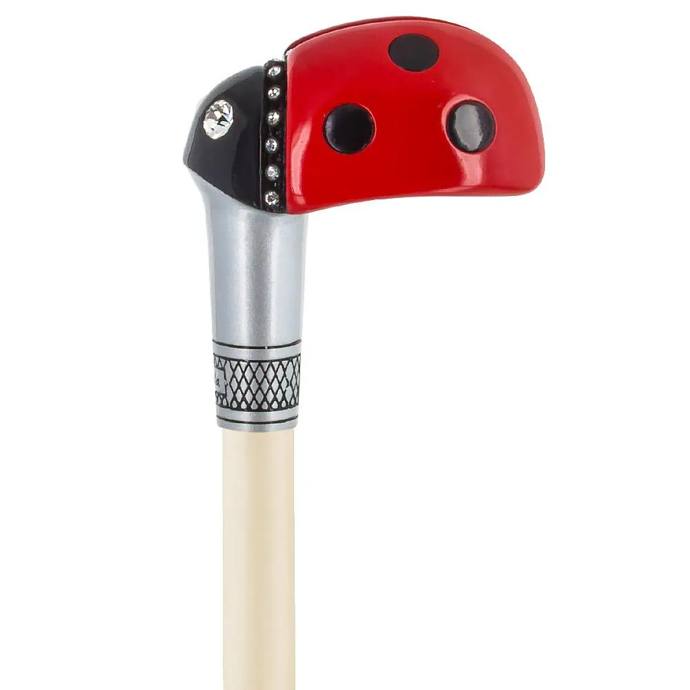 Lady Bug Lola Signature Carbon Fiber Walking Cane - 1 Ivory Shaft