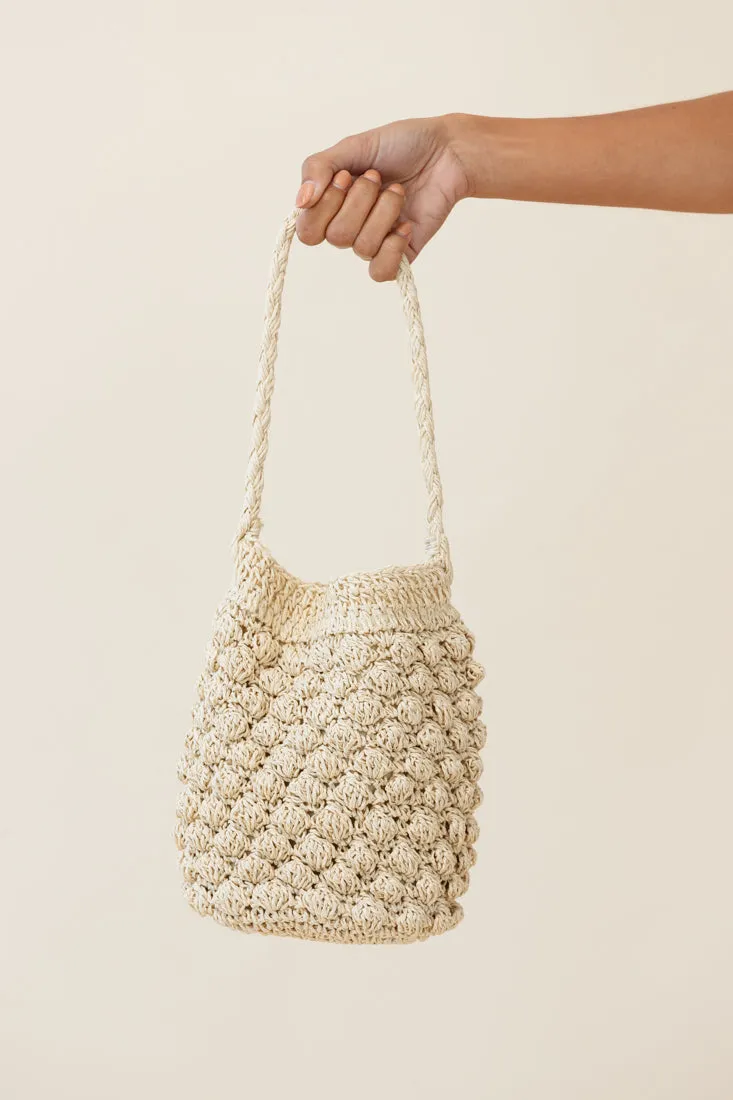 Laguna Crochet Bucket Bag Natural