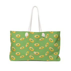 Light Green Gold Coins Tote, Best St. Patrick's Day Irish 24"x13"Weekender Bag- Made in USA