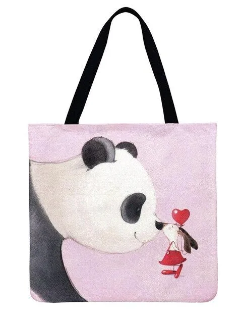 Linen Panda Handbag