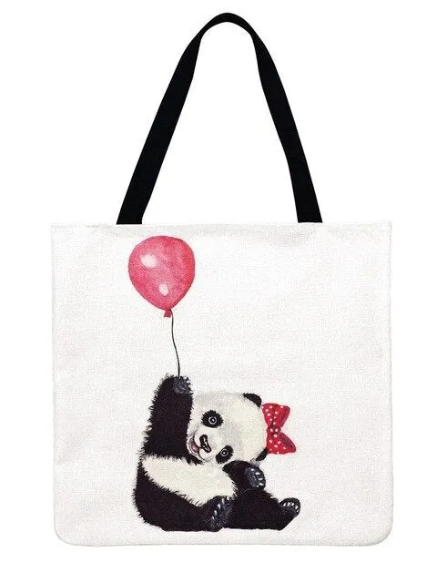 Linen Panda Handbag