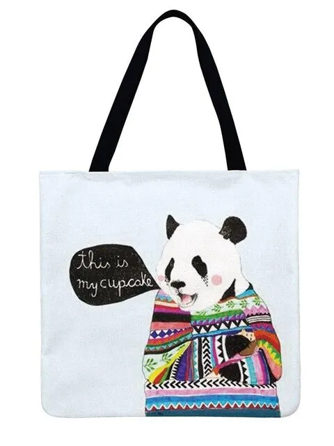 Linen Panda Handbag