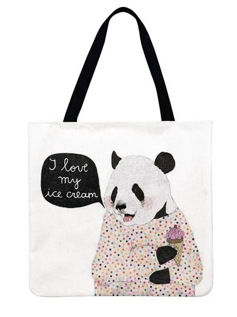 Linen Panda Handbag