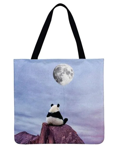 Linen Panda Handbag