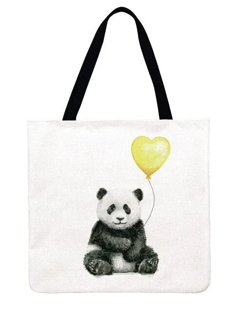 Linen Panda Handbag