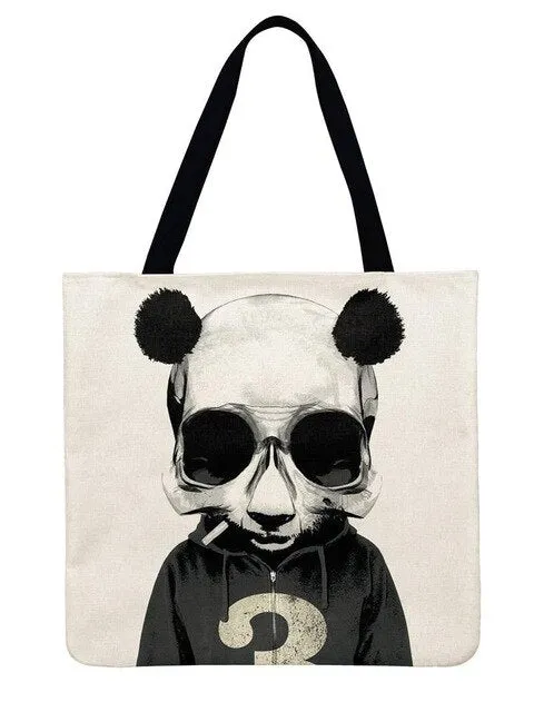 Linen Panda Handbag