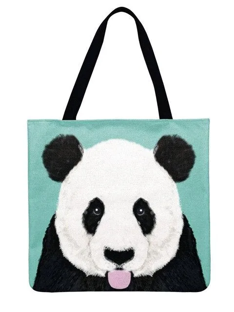 Linen Panda Handbag