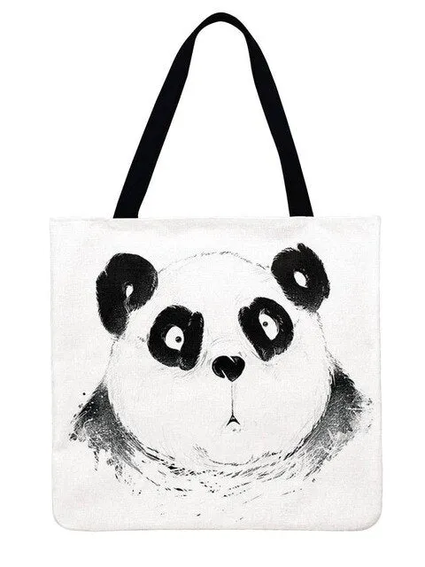 Linen Panda Handbag