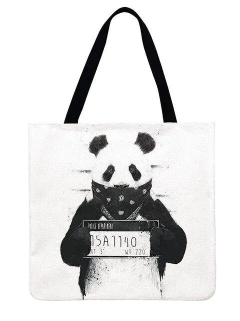 Linen Panda Handbag