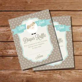 Little Lamb Baby Shower Diaper Raffle Insert Card | Unisex Shower