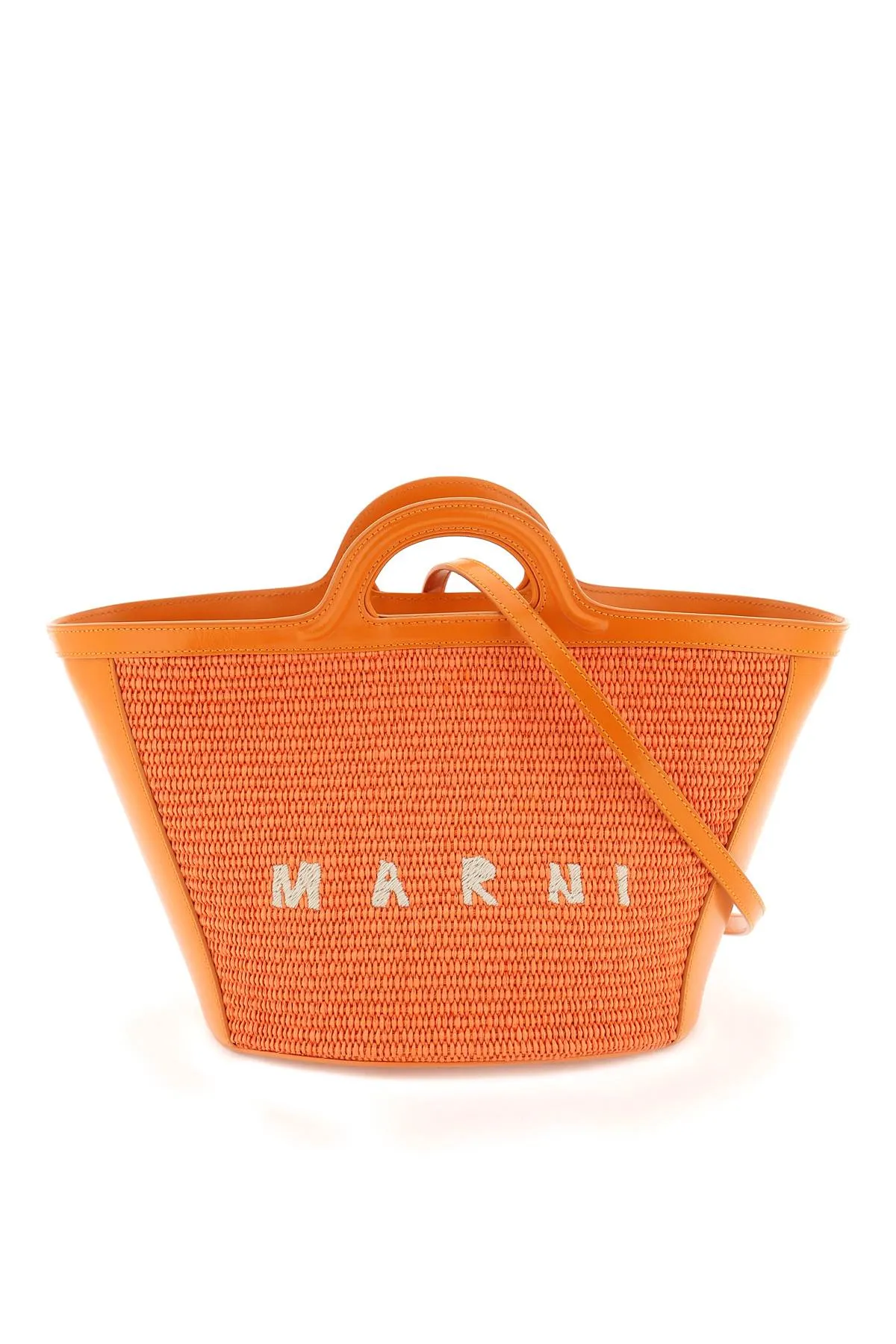 Marni raffia and leather small tropicalia bucket bag