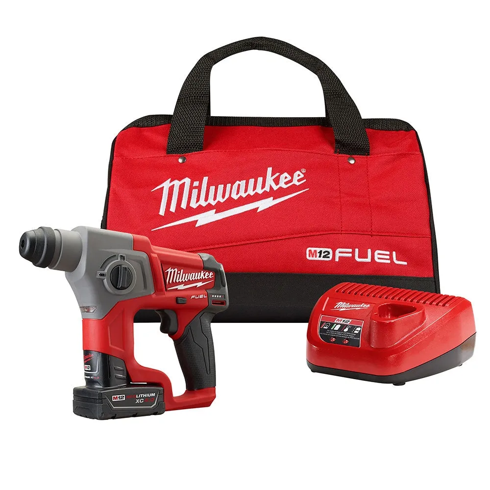 Milwaukee 2416-21XC M12 FUEL Lithium-Ion Brushless Cordless 5/8” SDS-Plus Rotary Hammer Kit, 4.0 Ah