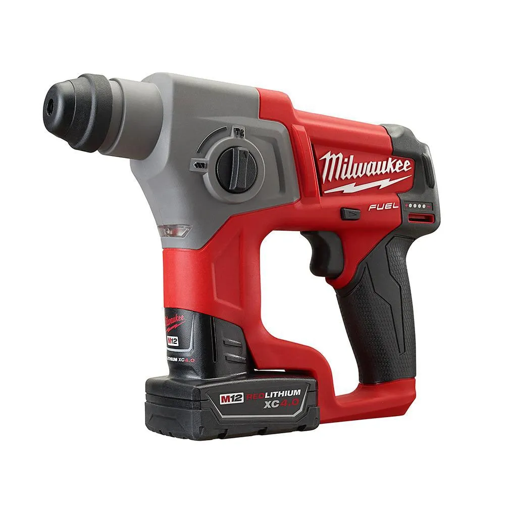 Milwaukee 2416-21XC M12 FUEL Lithium-Ion Brushless Cordless 5/8” SDS-Plus Rotary Hammer Kit, 4.0 Ah