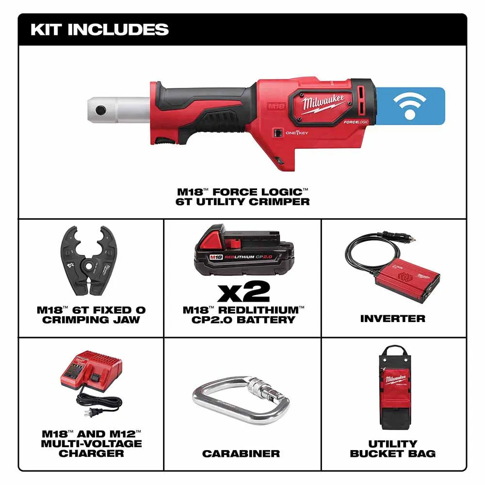 Milwaukee 2678-22O M18 Force Logic 6T Utility Crimping Kit With D3 Grooves And Fixed O Die