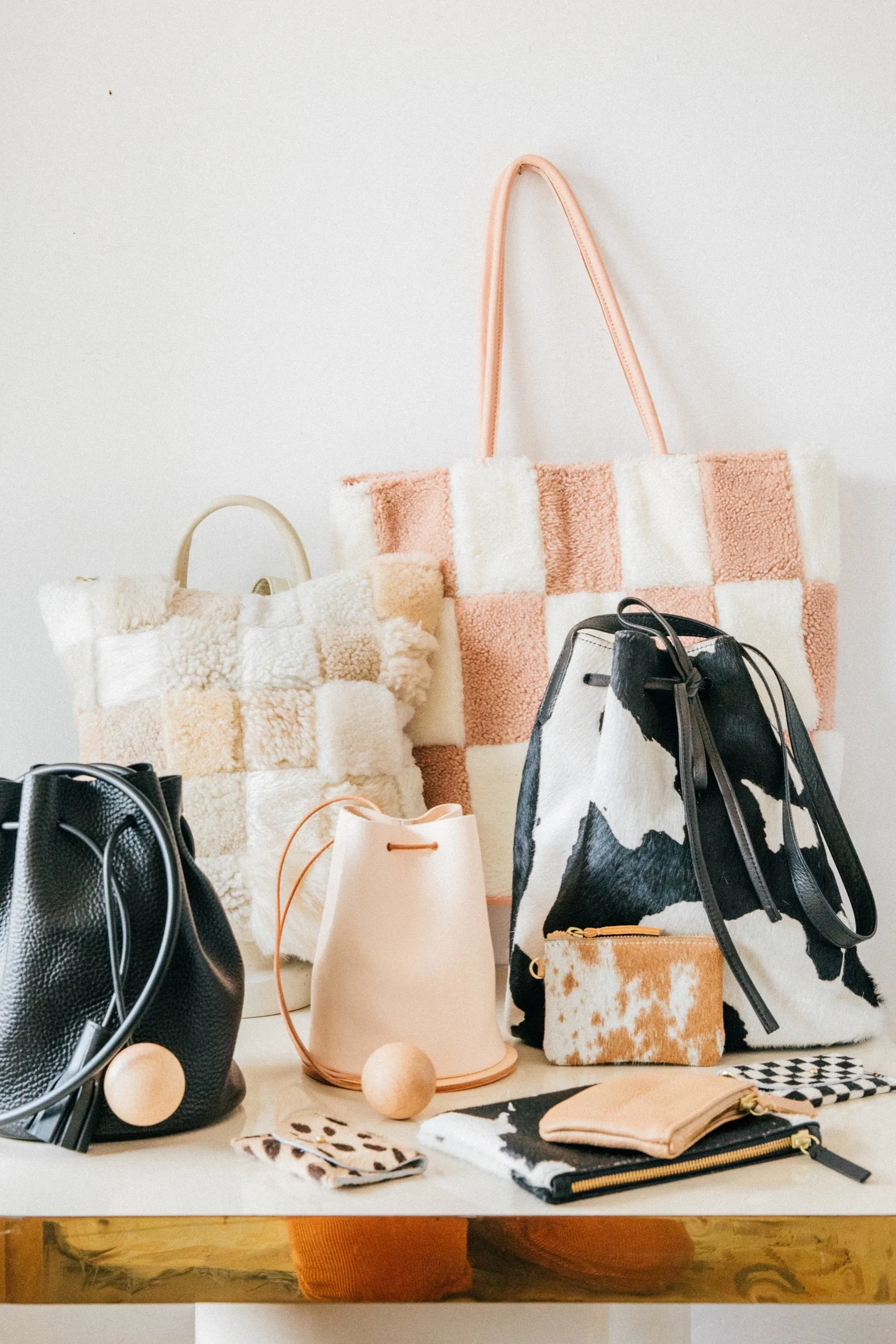 Mini Black Pebbled Bucket Bag