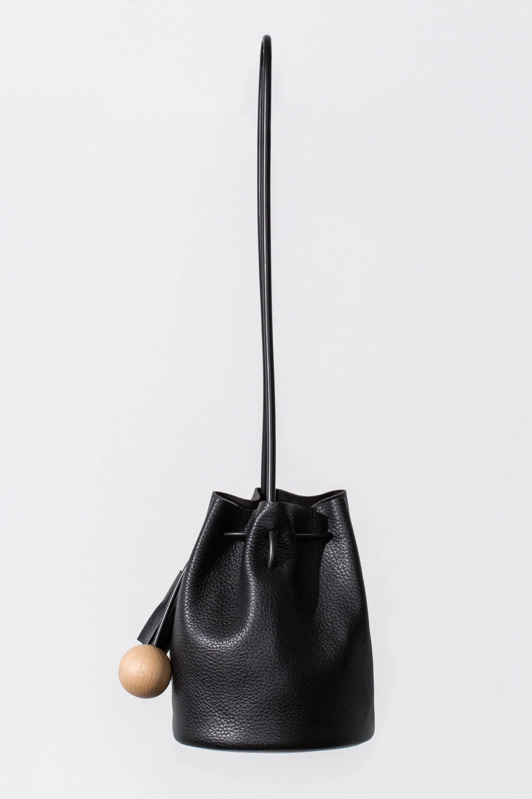 Mini Black Pebbled Bucket Bag