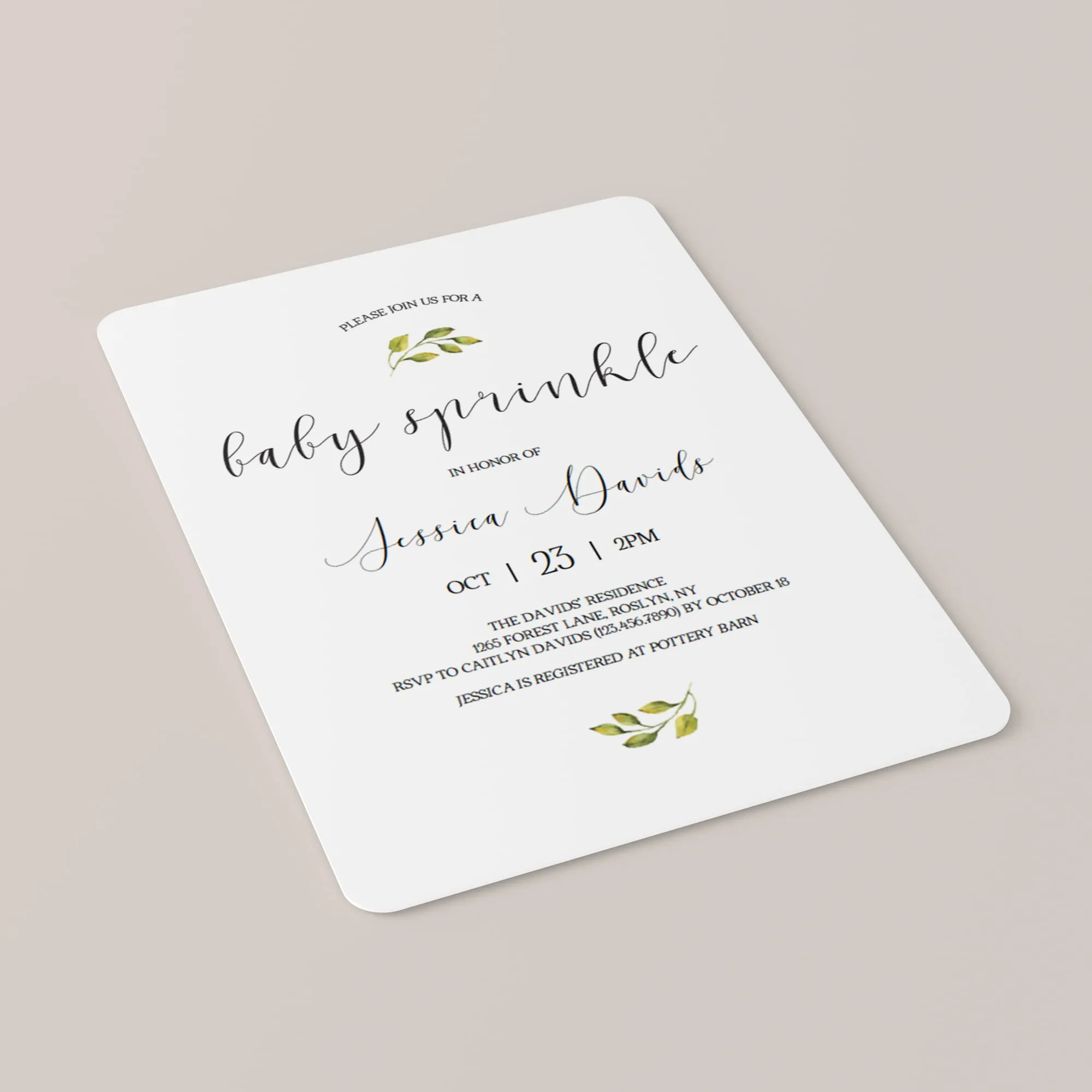 Minimal Baby Sprinkle Invitation Set Templates