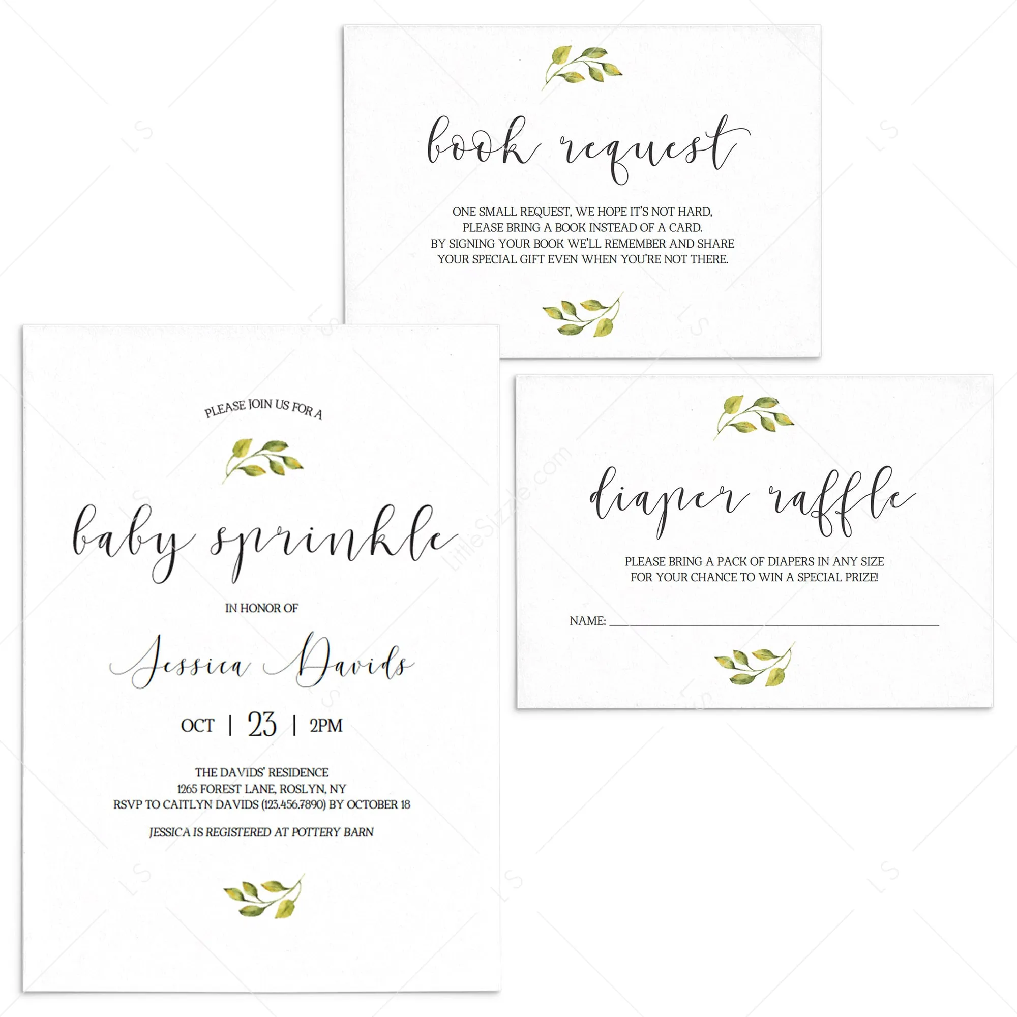 Minimal Baby Sprinkle Invitation Set Templates