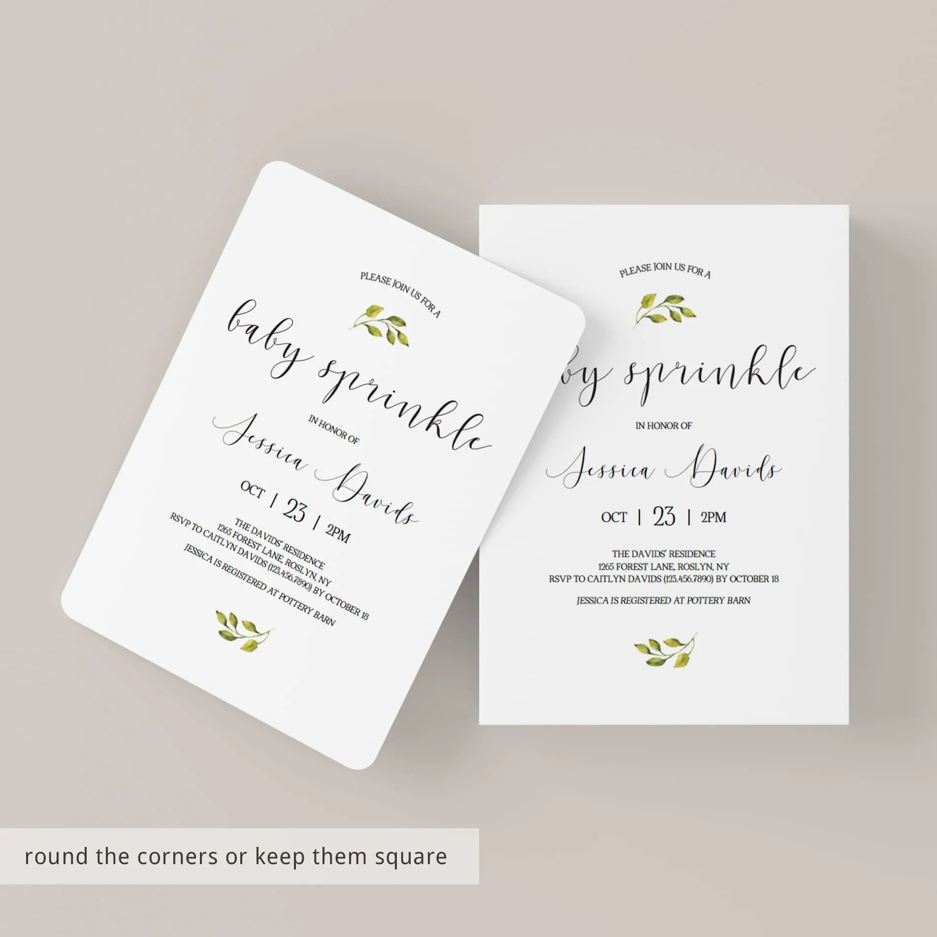 Minimal Baby Sprinkle Invitation Set Templates