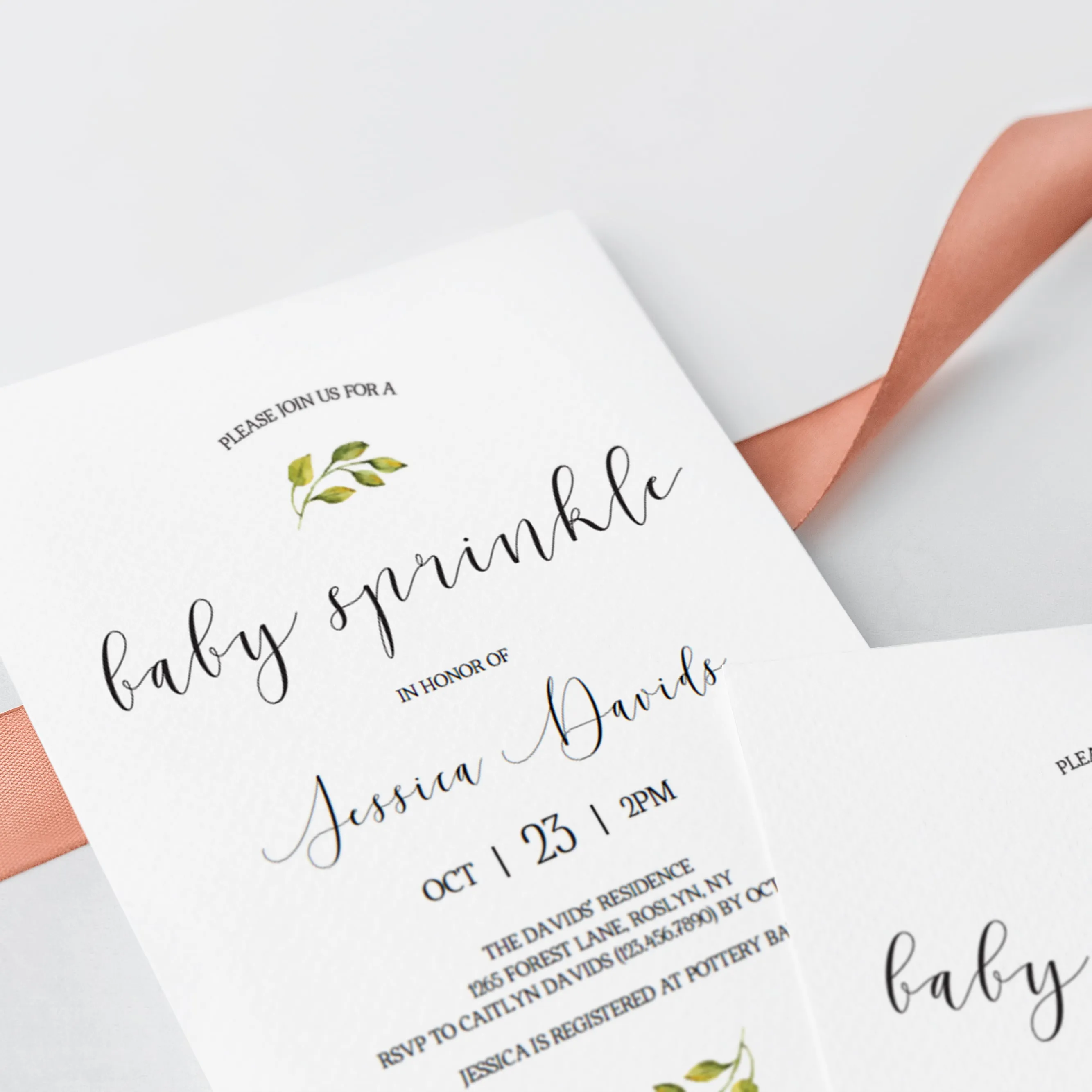 Minimal Baby Sprinkle Invitation Set Templates