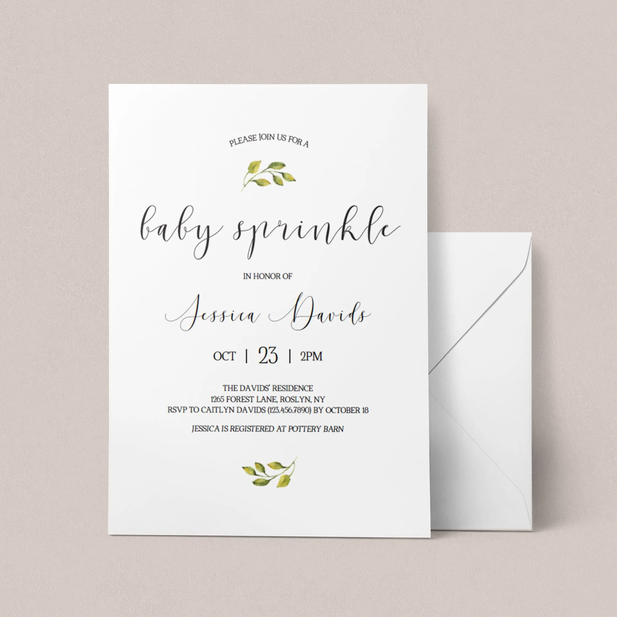 Minimal Baby Sprinkle Invitation Set Templates