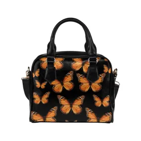 Monarch Butterfly Leather Purse, Women Orange Black Designer Vegan Handbag Animal Print Small Cute Shoulder Ladies Crossbody Bag